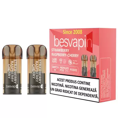 Cartus Besvapin 2x800 pufuri Strawberry Raspberry Cherry 20 mg.